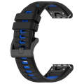 For Garmin Fenix 3 HR 26mm Sports Two-Color Silicone Watch Band(Black+Blue)