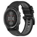 For Garmin Fenix 3 Sapphire 26mm Sports Two-Color Silicone Watch Band(Black+Grey)