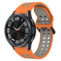 For Samsung Galaxy Watch 6 Classic 43mm Two-Color Breathable Silicone Watch Band(Orange + Gray)