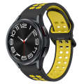 For Samsung Galaxy Watch 6 Classic 43mm Two-Color Breathable Silicone Watch Band(Black + Yellow)