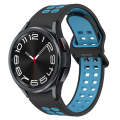 For Samsung Galaxy Watch 6 Classic 43mm Two-Color Breathable Silicone Watch Band(Black + Blue)