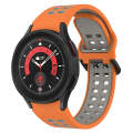 For Samsung Galaxy Watch 5 Pro  45mm Two-Color Breathable Silicone Watch Band(Orange + Gray)