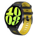 For Samsung Galaxy Watch 6 44mm 20mm Two-color Silicone Watch Band(Black + Yellow)