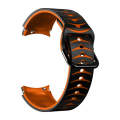 For Samsung Galaxy Watch 6 44mm Curved Texture Silicone Watch Band(Black+Orange)