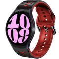 For Samsung Galaxy Watch 6 40mm Curved Texture Silicone Watch Band(Black+Red)
