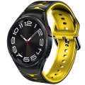 For Samsung Galaxy Watch 6 Classic 43mm Curved Texture Silicone Watch Band(Black+Yellow)