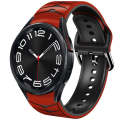 For Samsung Galaxy Watch 6 Classic 43mm Curved Texture Silicone Watch Band(Red+Black)