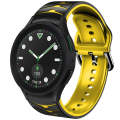 For Samsung Galaxy watch 5 Golf Edition Curved Texture Silicone Watch Band(Black+Yellow)