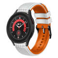 For Samsung Galaxy Watch 5 / 5 Pro 20mm Mesh Two Color Silicone Watch Band(White Orange)