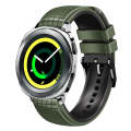 For Samsung Watch Gear Sport 20mm Mesh Two Color Silicone Watch Band(Army Green Black)