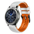 For Samsung Watch Gear S3 Classic 22mm Mesh Two Color Silicone Watch Band(White Orange)