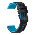 For Garmin Vivoactive 4 22mm Mesh Two Color Silicone Watch Band(Black Sky Blue)