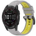 For Garmin Fenix 7X Sports Two-Color Quick Release Silicone Watch Band(Gray+Yellow)