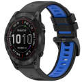 For Garmin Fenix 7X Sports Two-Color Quick Release Silicone Watch Band(Black+Blue)
