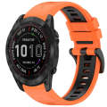For Garmin Fenix 7X Sports Two-Color Quick Release Silicone Watch Band(Orange+Black)