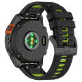 For Garmin Fenix 6X GPS Sports Two-Color Quick Release Silicone Watch Band(Black+Green)