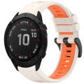 For Garmin Fenix 6X Pro Sports Two-Color Quick Release Silicone Watch Band(Starlight+Orange)