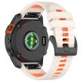 For Garmin Fenix 6X Pro Sports Two-Color Quick Release Silicone Watch Band(Starlight+Orange)
