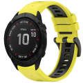 For Garmin Fenix 6X Pro Sports Two-Color Quick Release Silicone Watch Band(Yellow+Black)
