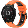 For Garmin Fenix 6X Sapphire GPS Sports Two-Color Quick Release Silicone Watch Band(Orange+Black)