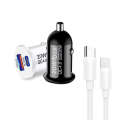 P10 Mini QC4.0 USB / PD20W Car Charger with Type-C to Type-C Fast Charging Data Cable(Black)