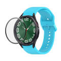 For Samsung Galaxy Watch6 Classic 43mm JUNSUNMAY Silicone Adjustable Strap + Full Coverage PMMA S...