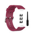 For Huawei Watch Fit Solid Color Silicone Watch Band(Wine Red)