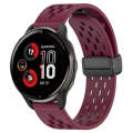 For Garmin Venu 2 Plus 20mm Folding Magnetic Clasp Silicone Watch Band(Wine Red)