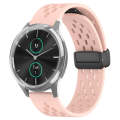 For Garmin VivoMove Luxe 20mm Folding Magnetic Clasp Silicone Watch Band(Pink)