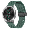 For Garmin VivoMove Luxe 20mm Folding Magnetic Clasp Silicone Watch Band(Dark Green)