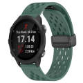For Garmin Forerunner 245 Music 20mm Folding Magnetic Clasp Silicone Watch Band(Dark Green)