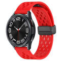 For Samsung Galaxy Watch 6 Classic 47mm 20mm Folding Magnetic Clasp Silicone Watch Band(Red)