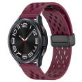 For Samsung Galaxy Watch 6 Classic 47mm 20mm Folding Magnetic Clasp Silicone Watch Band(Wine Red)
