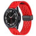 For Samsung Galaxy Watch 6 Classic 43mm 20mm Folding Magnetic Clasp Silicone Watch Band(Red)