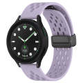 For Samsung Galaxy watch 5 Pro Golf Edition 20mm Folding Magnetic Clasp Silicone Watch Band(Purple)