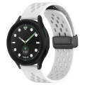 For Samsung Galaxy watch 5 Golf Edition 20mm Folding Magnetic Clasp Silicone Watch Band(White)