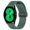 For Samsung Galaxy Watch 4 44mm 20mm Folding Magnetic Clasp Silicone Watch Band(Dark Green)
