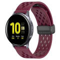 For Samsung Galaxy Watch Active 2 40mm 20mm Folding Magnetic Clasp Silicone Watch Band(Wine Red)