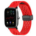 For Amazfit GTS 4 Mini 20mm Folding Magnetic Clasp Silicone Watch Band(Red)