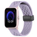 For Amazfit Pop Pro 20mm Folding Magnetic Clasp Silicone Watch Band(Purple)