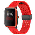 For Amazfit Bip 1S 20mm Folding Magnetic Clasp Silicone Watch Band(Red)