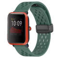 For Amazfit Bip 1S 20mm Folding Magnetic Clasp Silicone Watch Band(Dark Green)