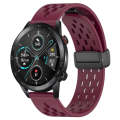 For Honor MagicWatch2 42mm 20mm Folding Magnetic Clasp Silicone Watch Band(Wine Red)