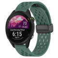 For Garmin Forerunner 255 Music 22mm Folding Magnetic Clasp Silicone Watch Band(Dark Green)