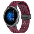 For Garmin Venu 2 22mm Folding Magnetic Clasp Silicone Watch Band(Wine Red)