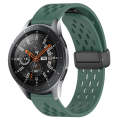 For Samsung Galaxy Watch 46mm 22mm Folding Magnetic Clasp Silicone Watch Band(Dark Green)