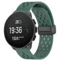 For SUUNTO 9 Peak Pro 22mm Folding Magnetic Clasp Silicone Watch Band(Dark Green)