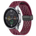 For Xiaomi MI Watch Color 22mm Folding Magnetic Clasp Silicone Watch Band(Wine Red)