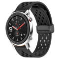 For Amazfit GTR 4 22mm Folding Magnetic Clasp Silicone Watch Band(Black)