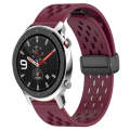 For Amazfit GTR 4 22mm Folding Magnetic Clasp Silicone Watch Band(Burgundy)